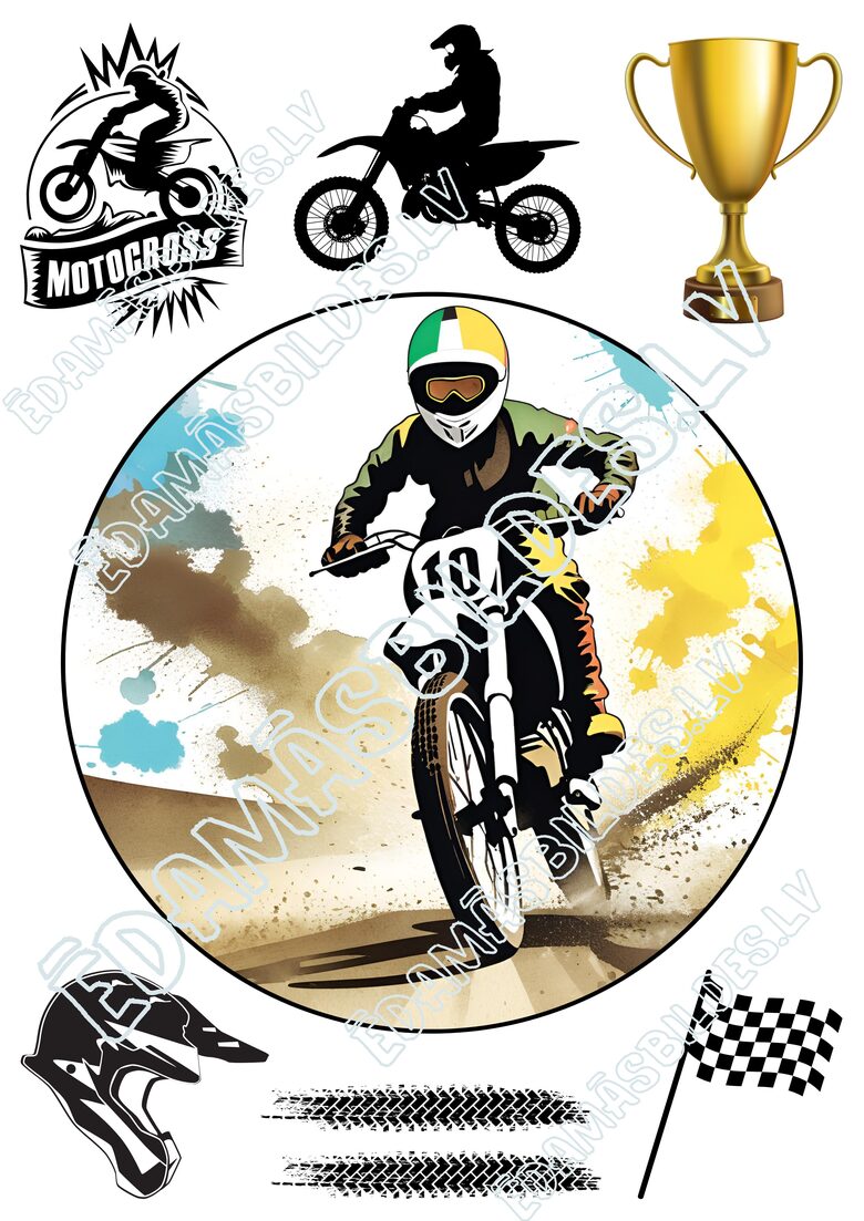 Cukura papīrs ar apdruku " Motokross 2", 18 cm
