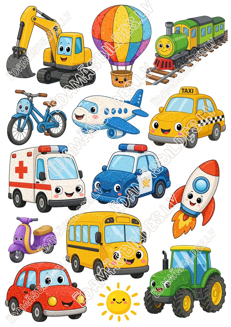Cukura papīrs ar apdruku "Transports" 