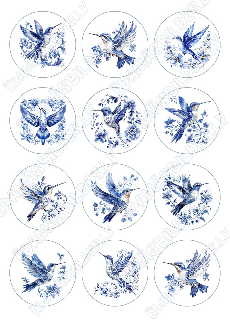 Cukura papīrs ar apdruku "Kolibri" 6 cm