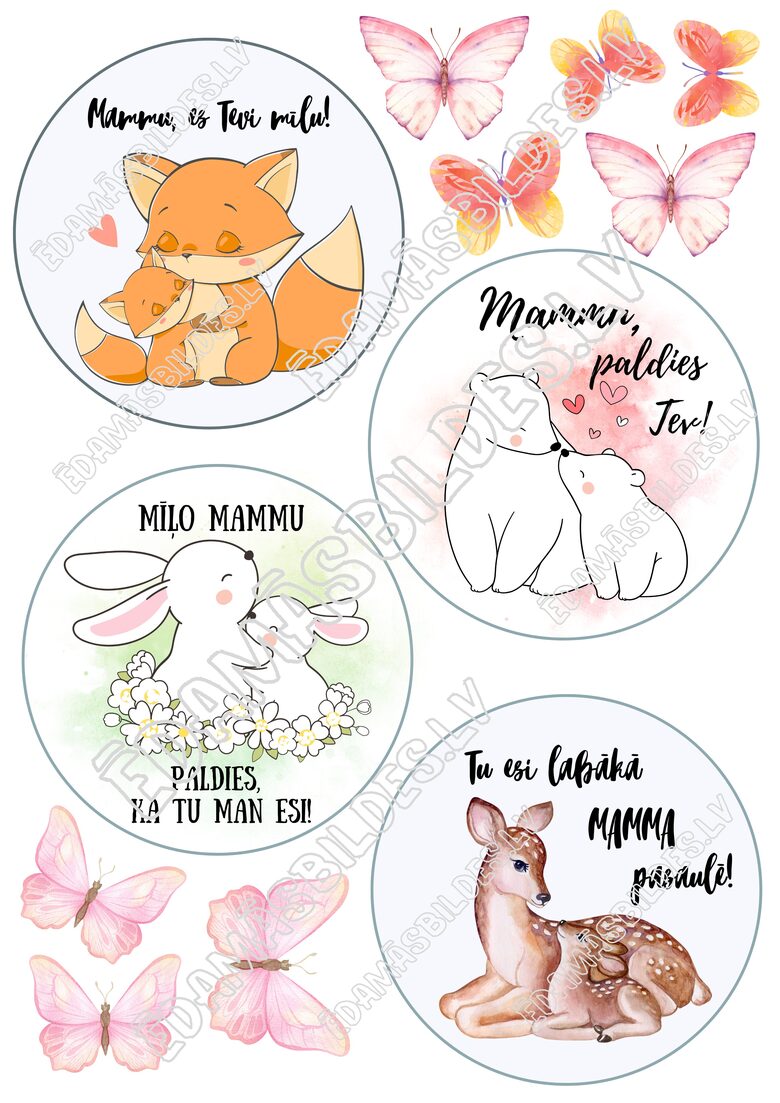 Cukura papīrs ar apdruku "Māmiņdienas BENTO kūka 2"