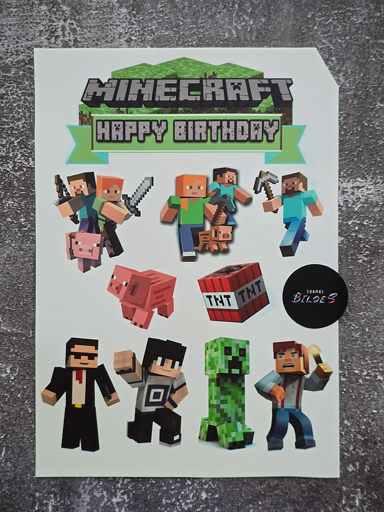 "Minecraft", cukura papīrs ar apdruku 