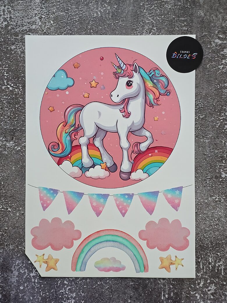 "Unicorn", cukura papīrs ar apdruku, ar nelielu brāķi
