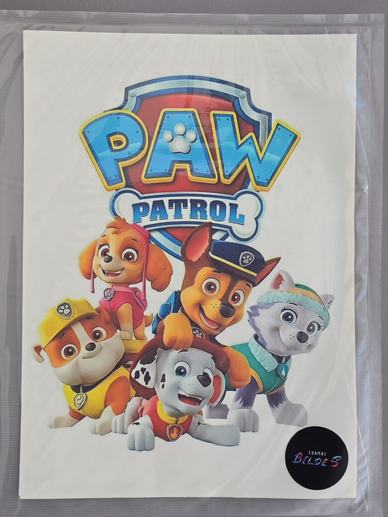 "Ķepu patruļa", cukura papīrs ar apdruku 