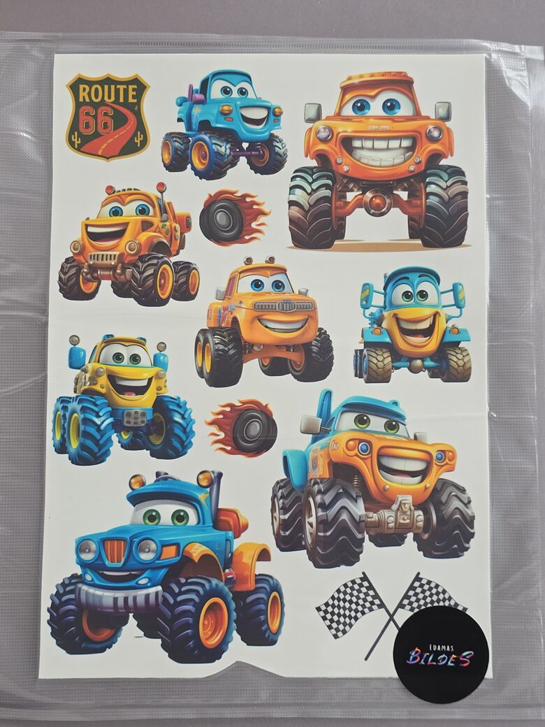  "Jautrās Monster Truck", cukura papīrs ar apdruku, ar nelielu brāķi