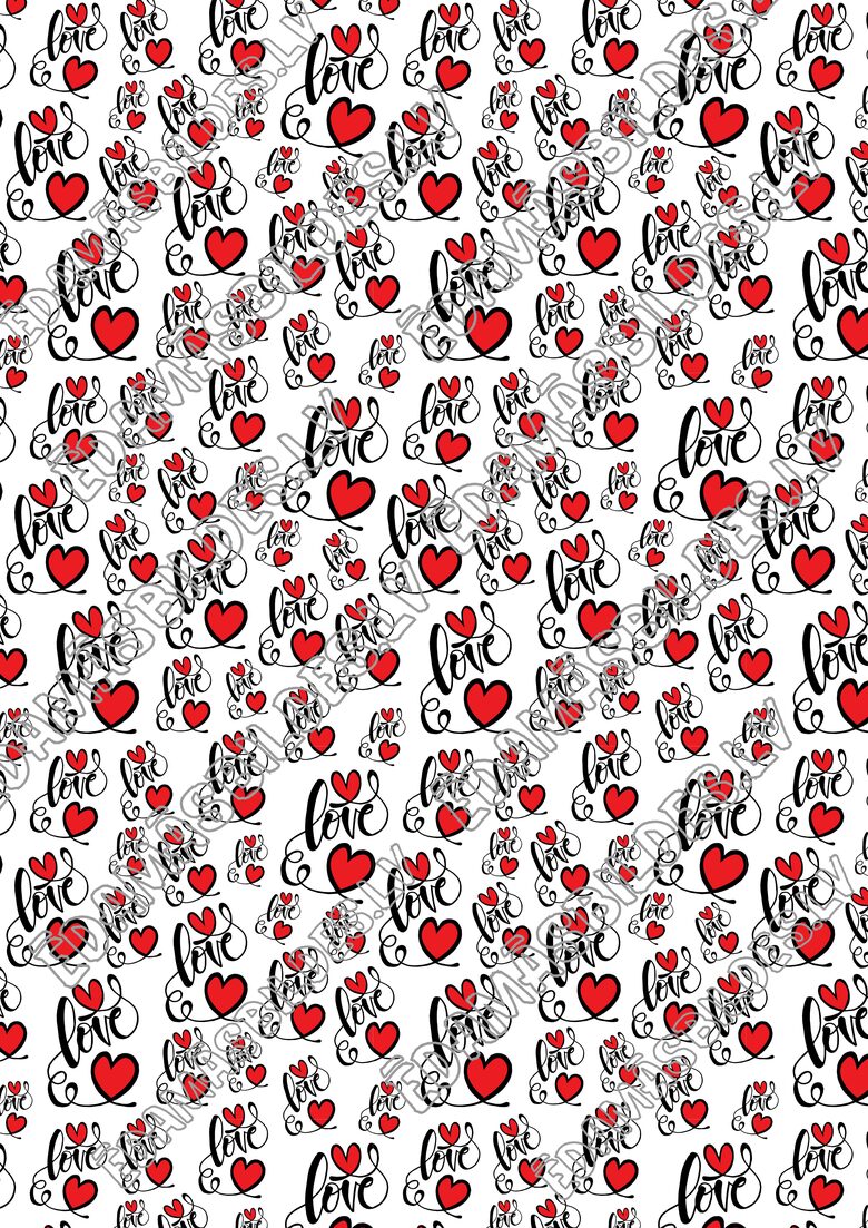 Chocolate Transfer Sheets "Love" ar apdruku