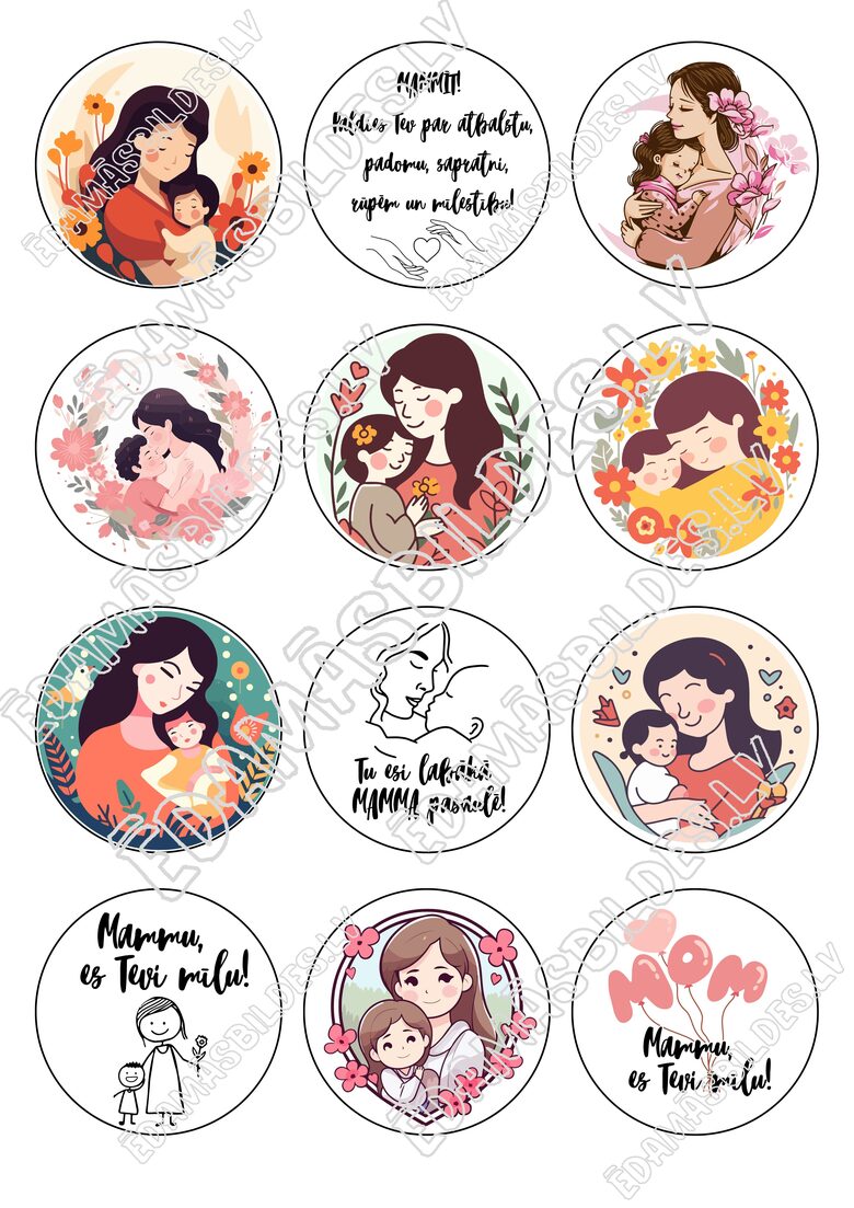 Cukura papīrs ar apdruku " Mātes diena" 6 cm