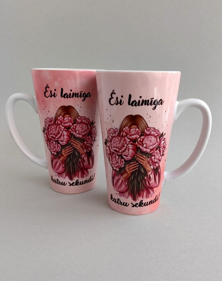 Latte krūze "Esi laimīga!"