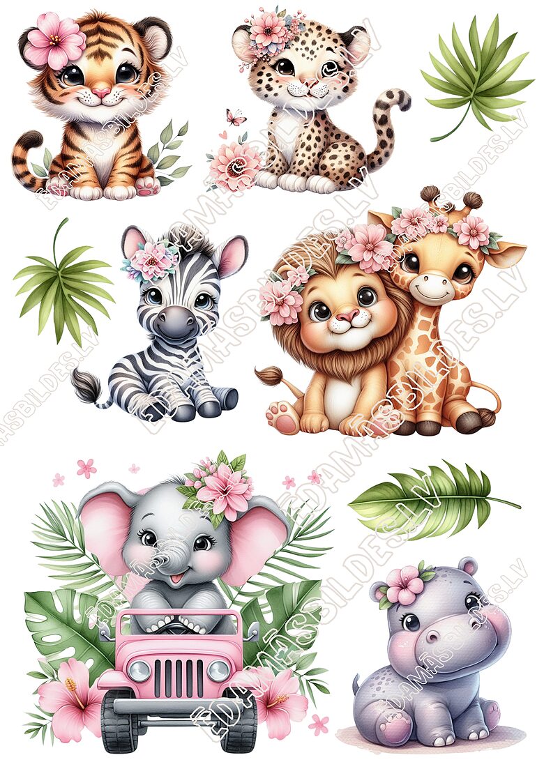 Cukura papīrs ar apdruku "Pink safari" 