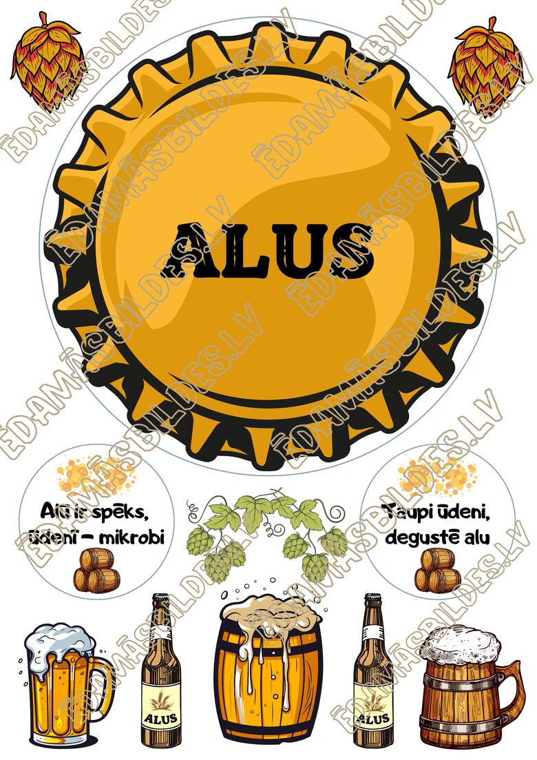 Cukura papīrs ar apdruku "Alus" 