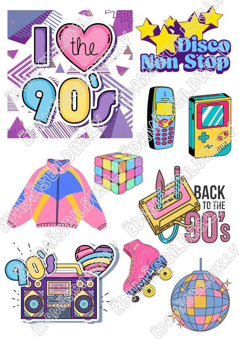 Cukura papīrs ar apdruku "Back To The 90s"