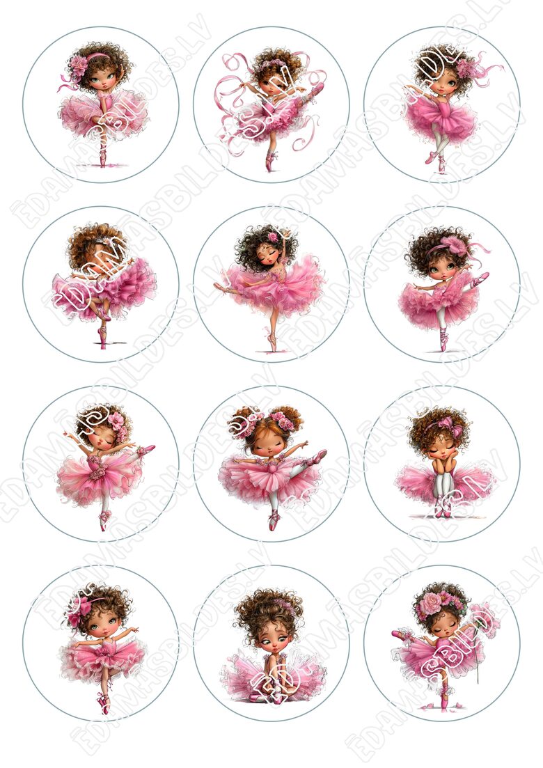 Cukura papīrs ar apdruku "Ballerina girl", 6 cm