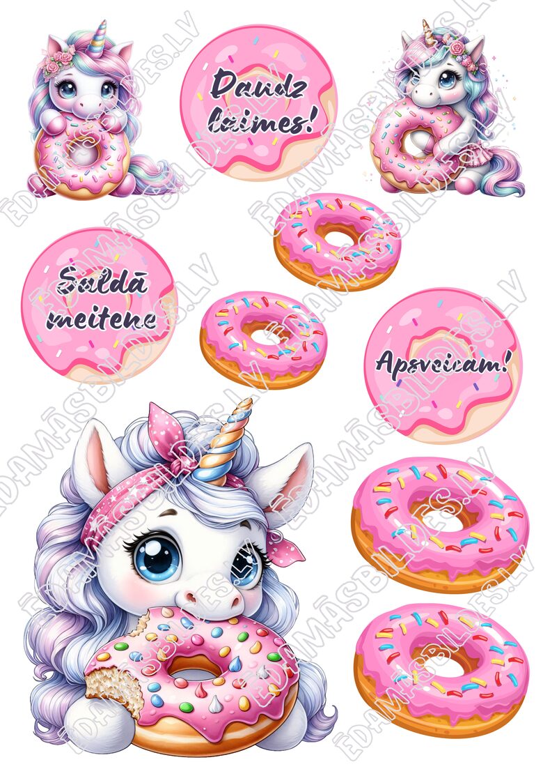 Cukura papīrs ar apdruku " Donut unicorn"