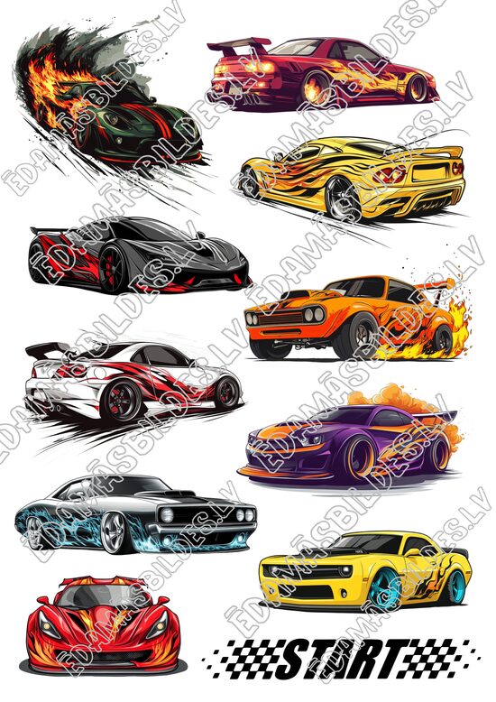 Cukura papīrs ar apdruku "Hot cars"