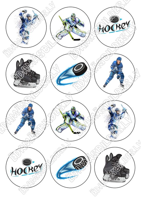 Cukura papīrs ar apdruku "Hokejs", 6 cm