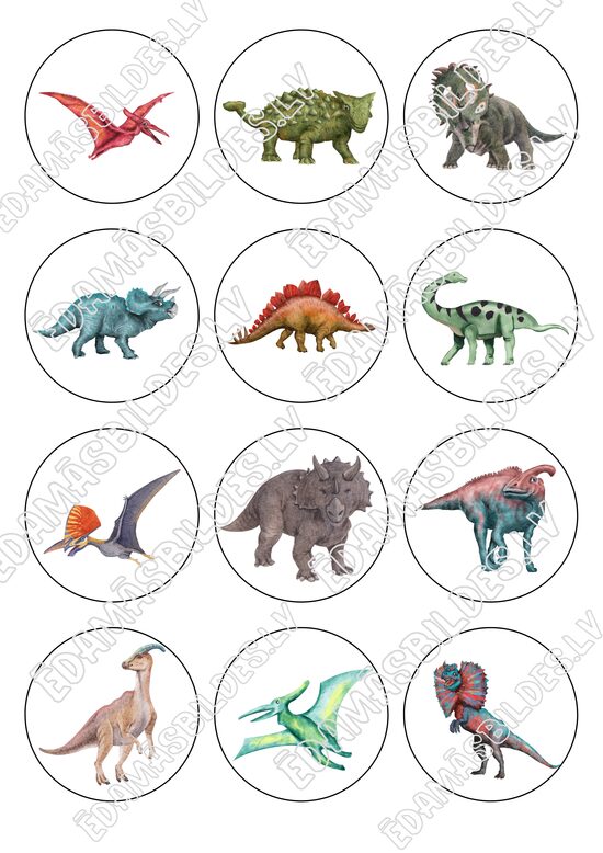 Cukura papīrs ar apdruku "Dinozauri 6 cm"