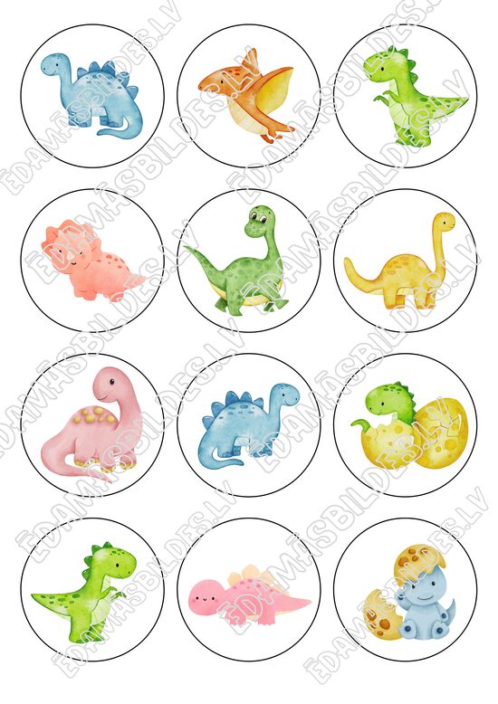 Cukura papīrs ar apdruku "Dino 6 cm"