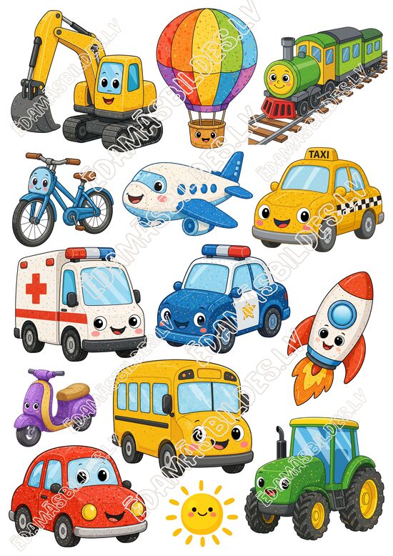 Cukura papīrs ar apdruku "Transports" 