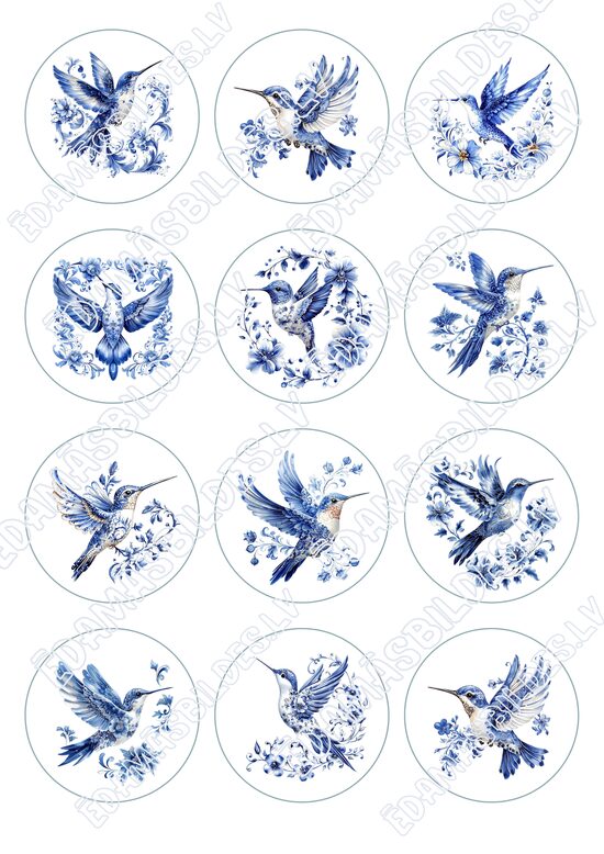 Cukura papīrs ar apdruku "Kolibri" 6 cm