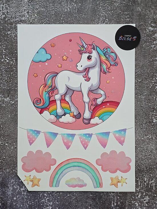"Unicorn", cukura papīrs ar apdruku, ar nelielu brāķi