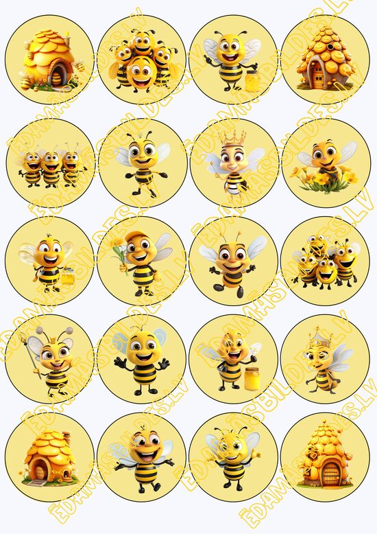 Cukura papīrs ar apdruku " Honey Bee", 5 cm