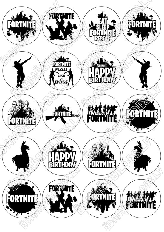 Cukura papīrs ar apdruku "Fortnaits" 5 cm