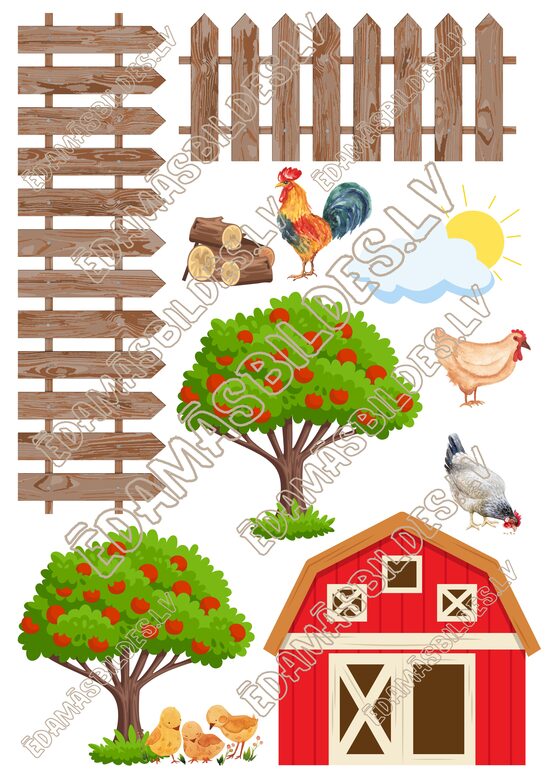 Cukura papīrs ar apdruku "Lauku sēta"