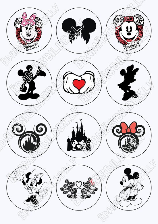 Cukura papīrs ar apdruku "Mickey",aplīši 6 cm