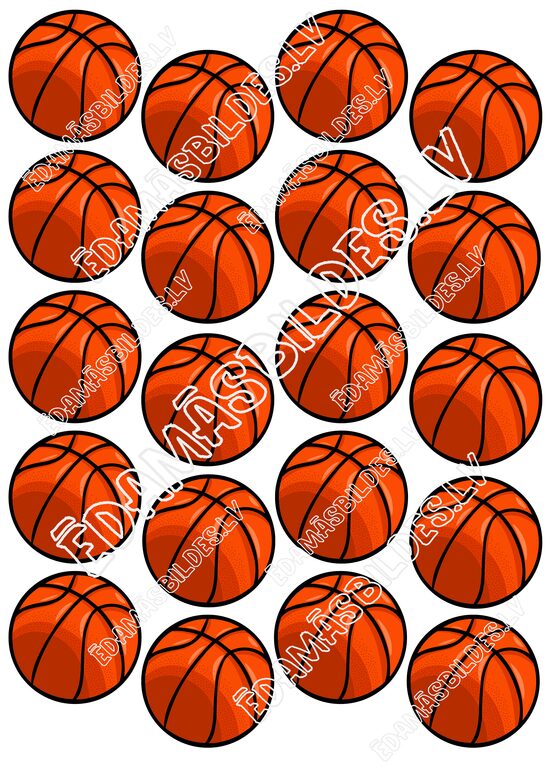Cukura papīrs ar apdruku "Basketbola bumba", 5 cm