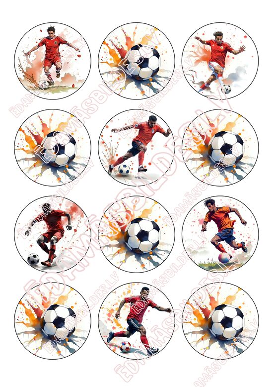 Cukura papīrs ar apdruku " Futbols", 6 cm