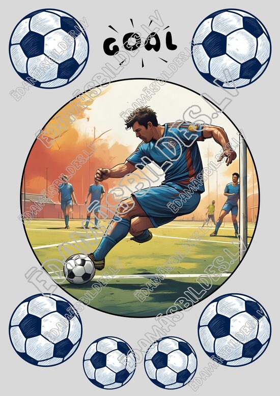 Cukura papīrs ar apdruku " Futbols 3", 18 cm