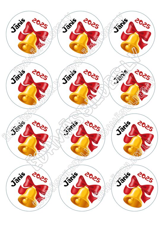 Cukura papīrs ar apdruku "Pēdējais zvans", aplīši 6 cm