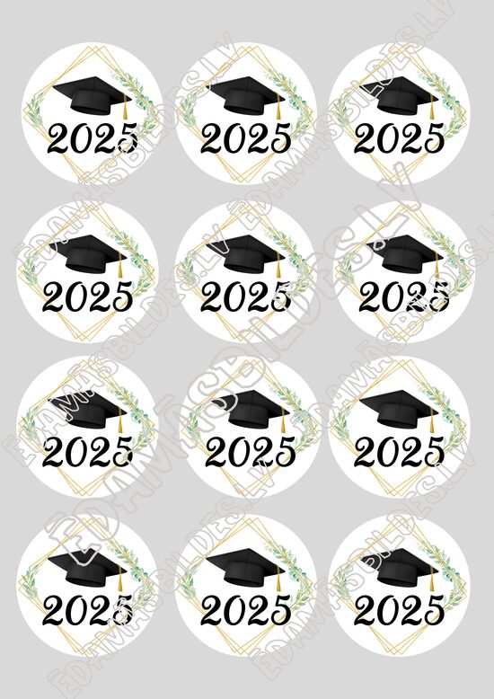 Cukura papīrs ar apdruku " Izlaidums 3", aplīši 6 cm