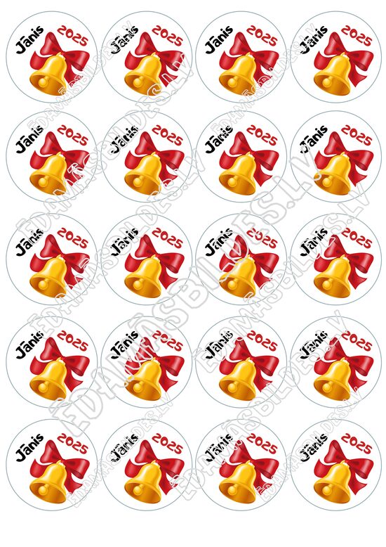 Cukura papīrs ar apdruku "Pēdējais zvans", aplīši 5 cm