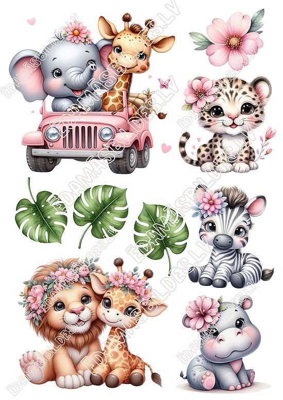 Cukura papīrs ar apdruku "Pink safari 2" 
