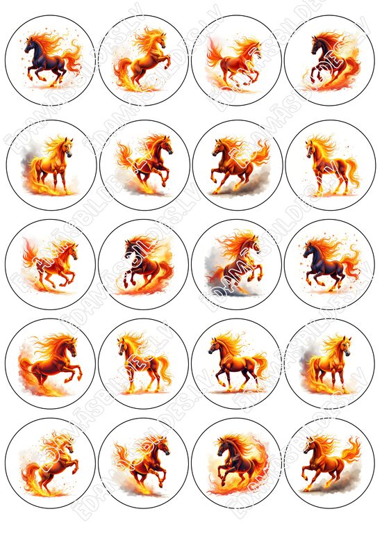 Cukura papīrs ar apdruku "Ugunīgais zirgs 2026 " 5 cm