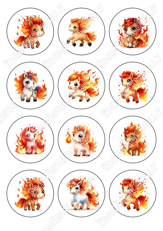 Cukura papīrs ar apdruku "Sarkanais uguns zirgs 2026" 6 cm