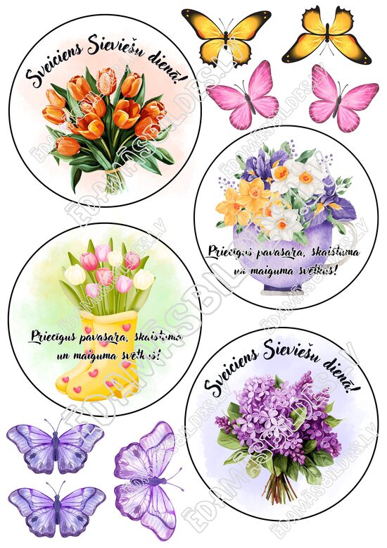 Cukura papīrs ar apdruku "Sieviešu dienas BENTO kūka "