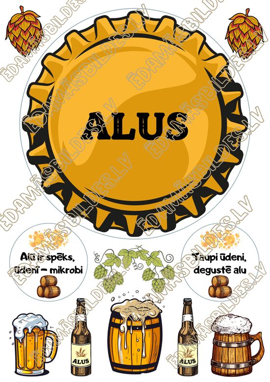 Cukura papīrs ar apdruku "Alus" 
