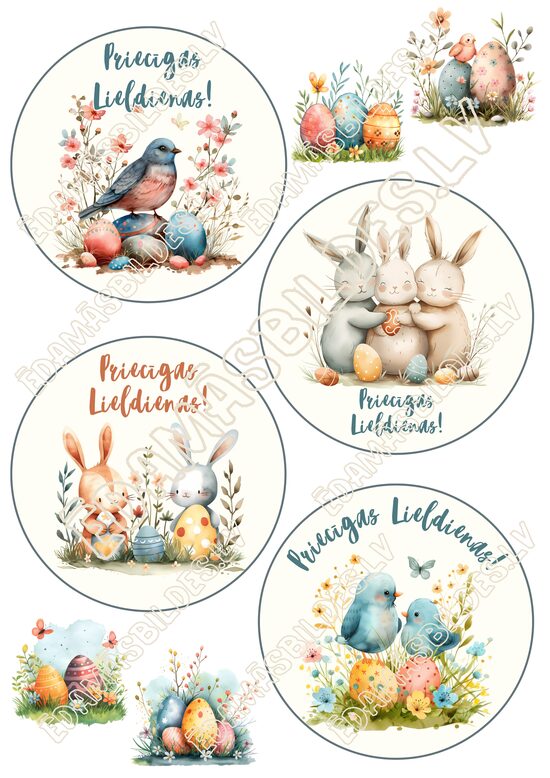 Cukura papīrs ar apdruku " Lieldienu BENTO kūka Nr. 4 "