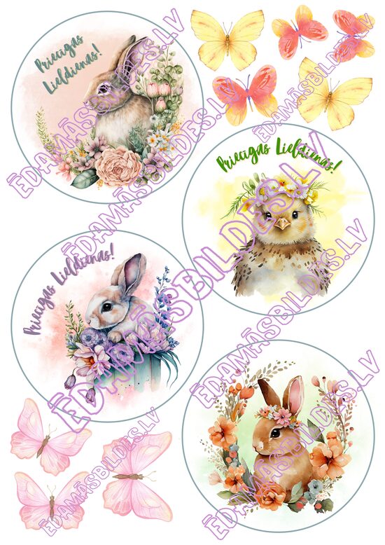 Cukura papīrs ar apdruku " Lieldienu BENTO kūka Nr. 2 "