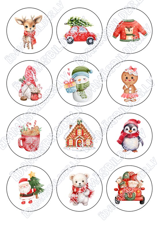 Chocolate Transfer Sheets "Ziemassvētki Nr 4", aplīši 6 cm