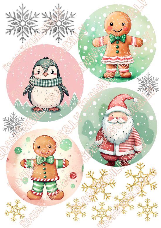 Cukura papīrs ar apdruku "Ziemassvētku Bento kūka Nr2"