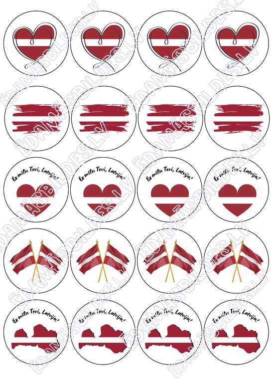 Chocolate Transfer Sheets "Mīlu Tevi Latvija!", 5 cm