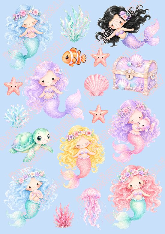 Cukura papīrs ar apdruku "Mermaid"