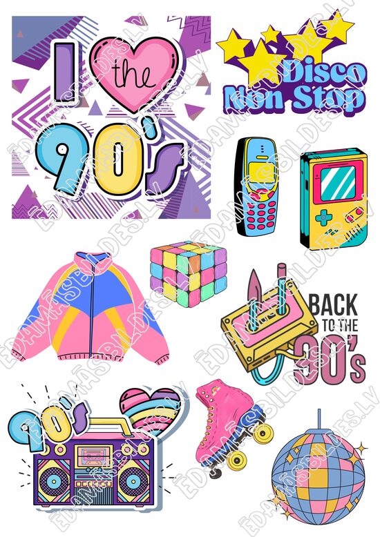 Cukura papīrs ar apdruku "Back To The 90s"