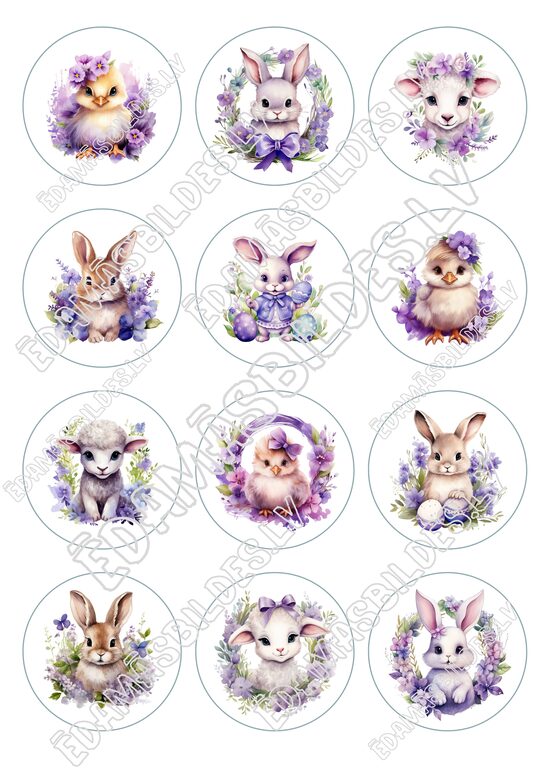 Cukura papīrs ar apdruku "Lieldienas Nr. 4", aplīši 6 cm 