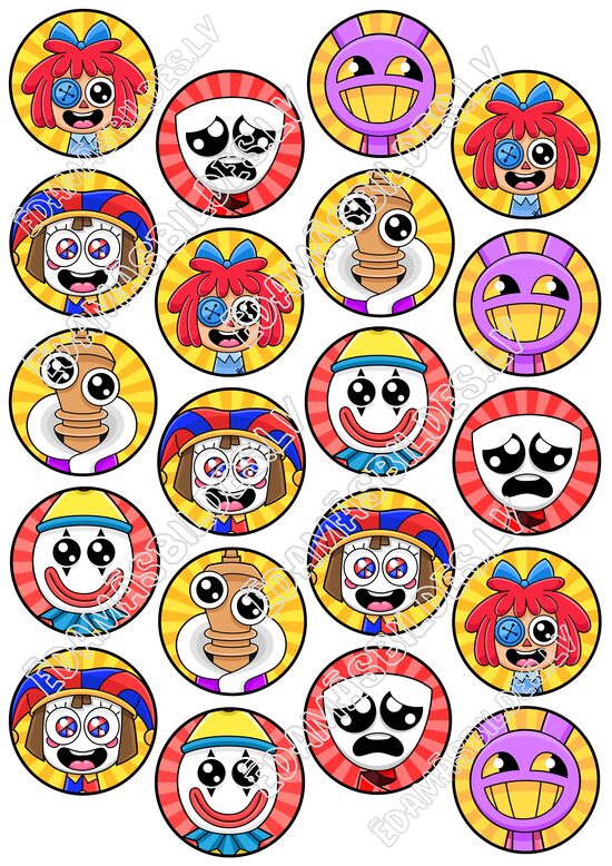 Cukura papīrs ar apdruku "Cirkus Sprunks", aplīši 5 cm