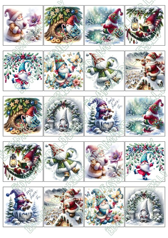 Cukura papīrs ar apdruku "Ziemassvētku rūķis 2", 5*5 cm