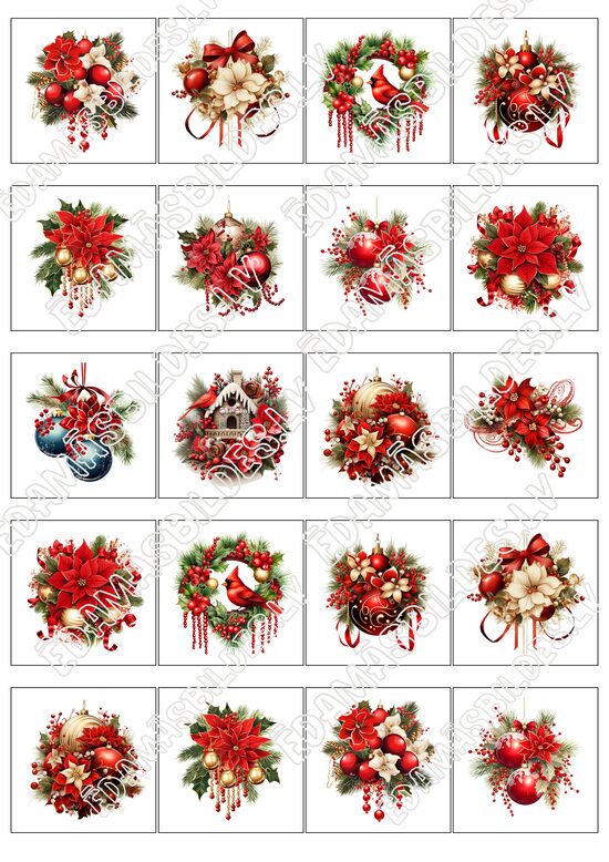 Chocolate Transfer Sheets "Ziemassvētku motīvi", 5*5 cm