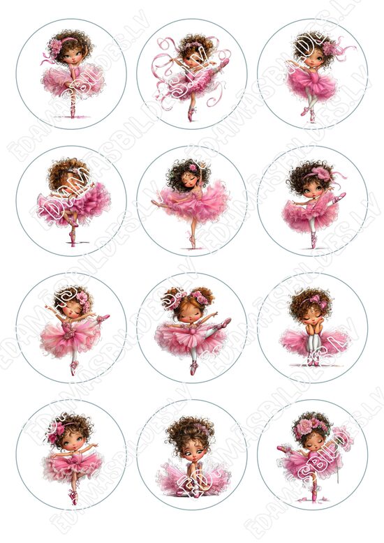 Cukura papīrs ar apdruku "Ballerina girl", 6 cm